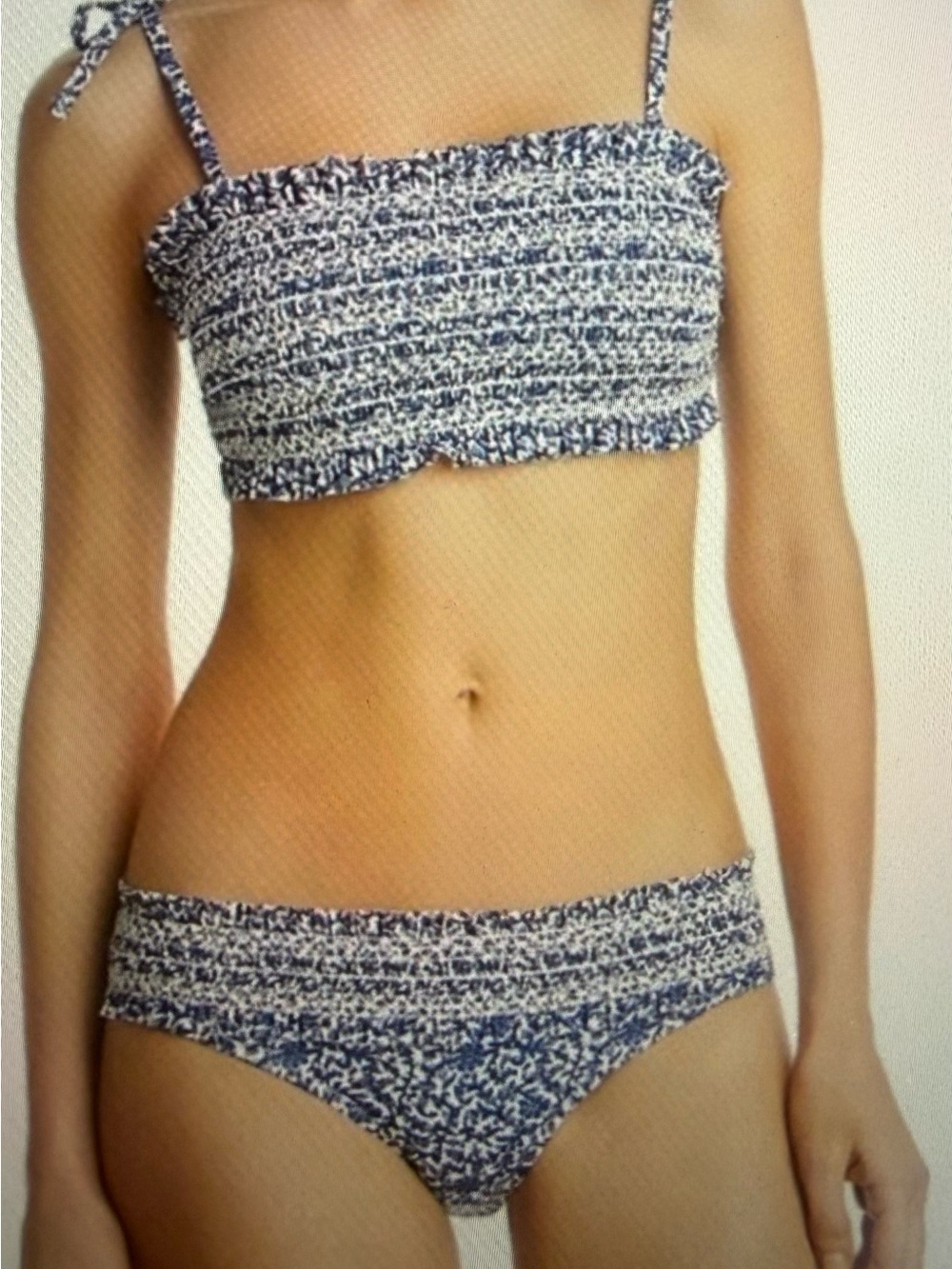 Tory Burch NEVER WORN Smocked Bandeau Bikini Set in Blue and White